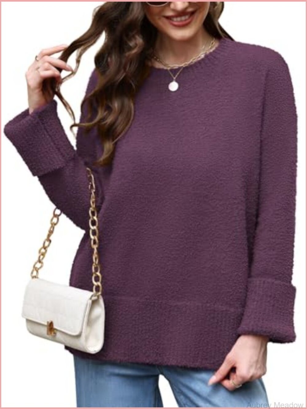 Cozy Fuzzy Knit Crewneck Pullover Sweater Loose Chunky Top - Picture 4 of 6